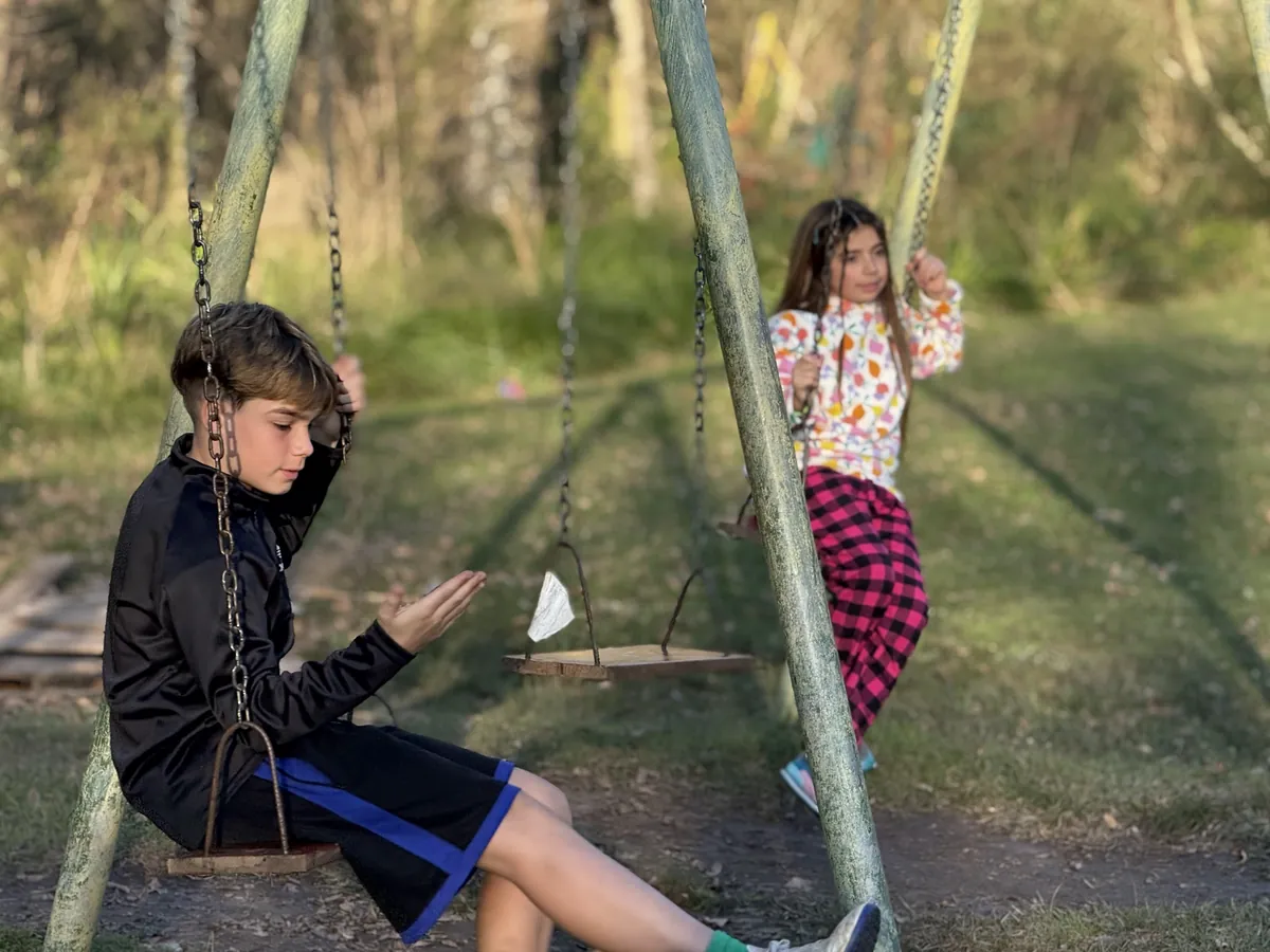 Hamacas bajo los árboles del parque